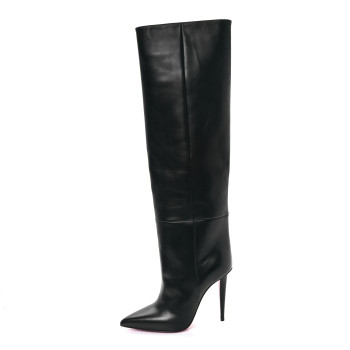 CHRISTIAN LOUBOUTIN Calfskin Astrilarge Botta 100 Knee High Boots 38 Black