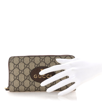 GUCCI GG Supreme Monogram Neo Vintage Zip Around Wallet Beige Crop New Acero