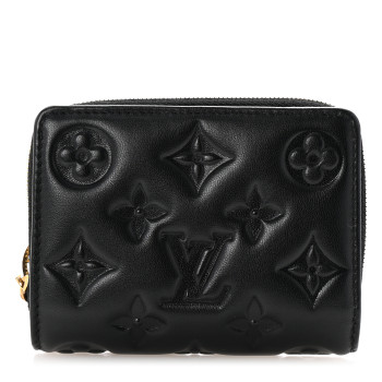 LOUIS VUITTON Lambskin Embossed Monogram Lou Coussin Wallet Black