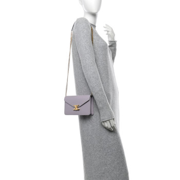 CELINE Shiny Calfskin Triomphe Margo Wallet on Chain Light Lavender