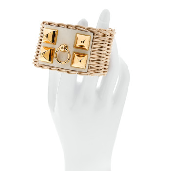 HERMES Wicker Swift Medor Picnic Cuff Bracelet T2 Nata