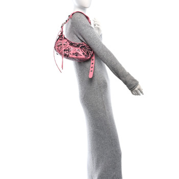 BALENCIAGA Agneau Arena Graffiti Le Cagole Shoulder Bag XS Sweet Pink
