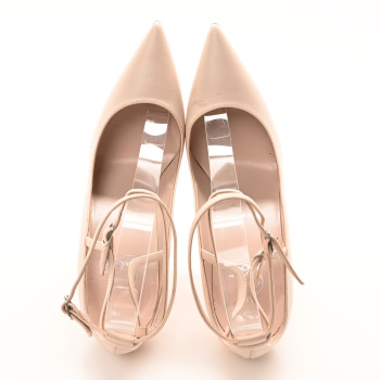 CHRISTIAN LOUBOUTIN Nappa Conclusive 100 Ankle Strap Pumps 38 Leche