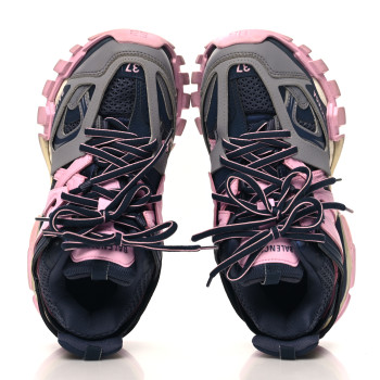 BALENCIAGA Mesh Nylon Womens Track Sneakers 37 Dark Grey Pink Grey