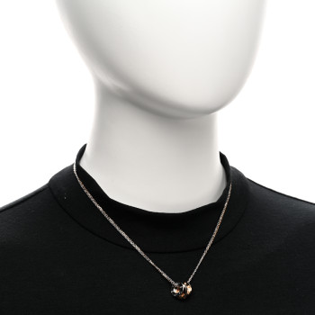 CARTIER 18K White Pink Gold Diamond Three Ring LOVE Necklace