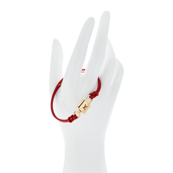 LOUIS VUITTON Calfskin LV Padlock Bracelet Red