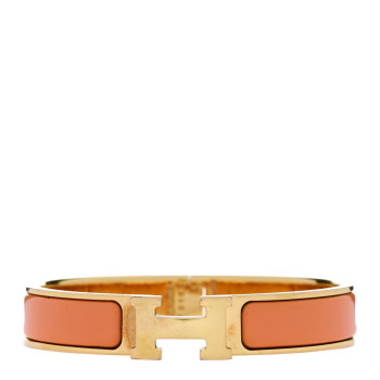 HERMES Enamel Narrow Clic Clac H Bracelet GM Peach Melba