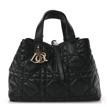 CHRISTIAN DIOR Calfskin Macrocannage Medium Toujours Black