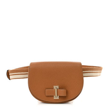 DELVAUX Crispy Calfskin Mini Le Mutin Saddle Belt Bag Vegetal