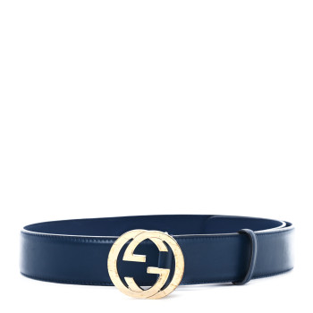 GUCCI Moon Calfskin Interlocking G 37mm Belt 90 36 Cobalt Blue