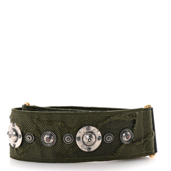 CHRISTIAN DIOR Canvas Embroidered Studded Camouflage Shoulder Strap Vert Multicolor