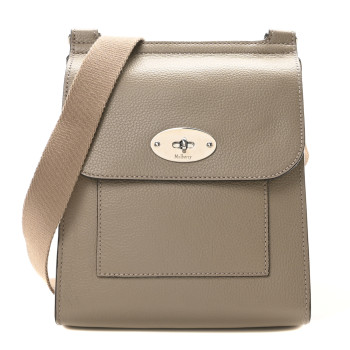 MULBERRY Grain Calfskin Small New Antony Messenger Crossbody Solid Grey