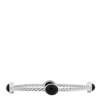 DAVID YURMAN Sterling Silver Onyx 3mm 4 Station Bangle Bracelet