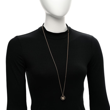 CHRISTIAN DIOR 18K Rose Gold Diamond Black Onyx Rose Des Vents Medallion Necklace