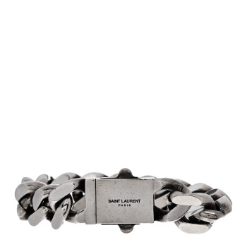 SAINT LAURENT Metal Curb Chain Bracelet Oxidized Silver