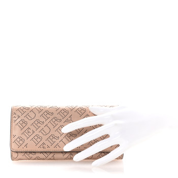 BURBERRY Calfskin Perforated Halton Wallet Pale Fawn Pink