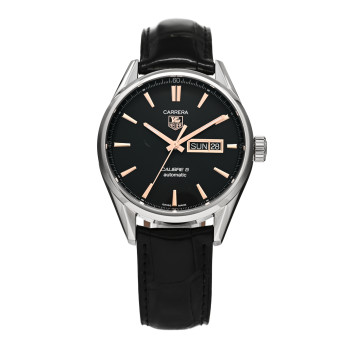 TAG HEUER Stainless Steel Alligator 41mm Carrera Calibre 5 Automatic Watch Black WAR201C