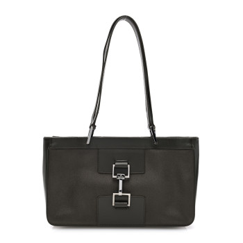 GUCCI Satin Calsfkin Bardot Shoulder Bag Grey