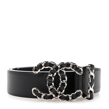 CHANEL Calfskin CC Chain Belt 80 32 Black