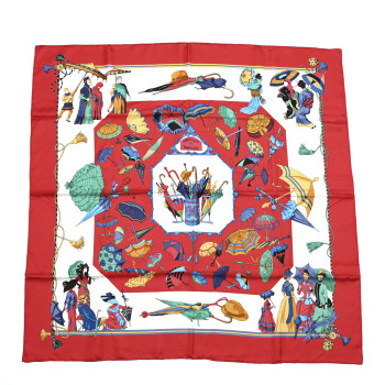 HERMES Silk Umbrelles Et Parapluies Scarf 90