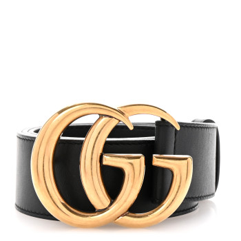 GUCCI Calfskin Double G 40mm Belt 75 30 Black