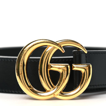 GUCCI Calfskin Double G 30mm Belt 80 32 Black