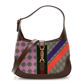 GUCCI GG Supreme Monogram Azalea Calfskin Print Web Small Jackie 1961 Hobo Multicolor