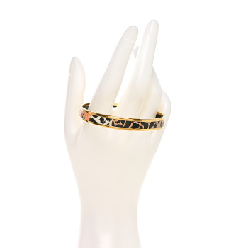 HERMES Enamel Printed Narrow Jaguar Quetzal Bracelet 65