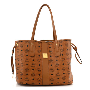 MCM Visetos Medium Liz Reversible Shopper Tote Cognac