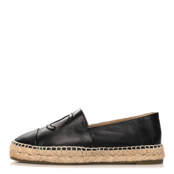 CHANEL Lambskin CC Espadrilles 37 Black