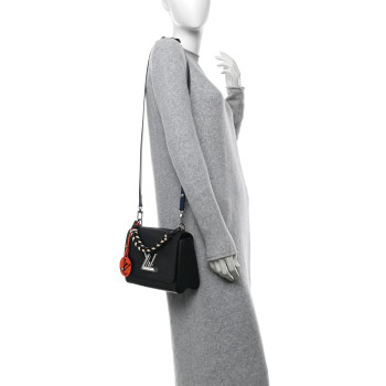 LOUIS VUITTON Epi Twist Braided Strap Shoulder Bag MM Black Orange Fluo Cobalt