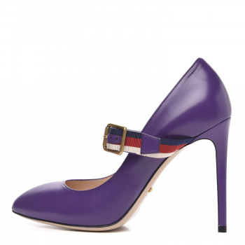 GUCCI Malaga Kid Sylvie High Heel Pumps 39 Shine Purple