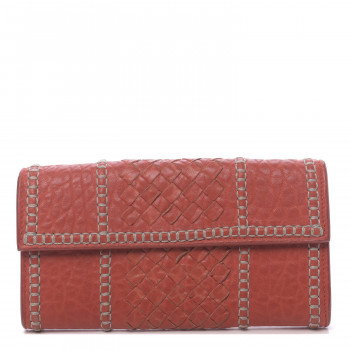 BOTTEGA VENETA Lambskin Intrecciato Continental Wallet Pompei