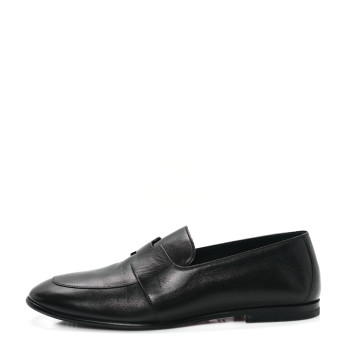 HERMES Goatskin Womens Ancora Moccasin Loafers 36.5 Black