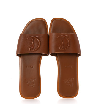 CHRISTIAN LOUBOUTIN Calfskin Mule Flat Slides 39 Cuoio