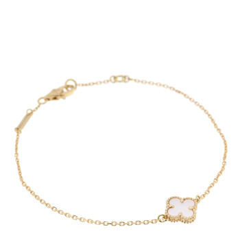 VAN CLEEF & ARPELS 18K Yellow Gold Mother of Pearl Sweet Alhambra Bracelet