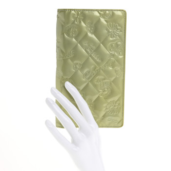 CHANEL Patent Calfskin Lucky Symbols Yen Wallet Light Blue