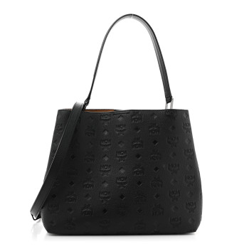 MCM Calfskin Ottomar Monogram Sarah Convertible Hobo Black