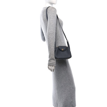 HERMES Taurillon Clemence Mini Lindy 20 Ardoise