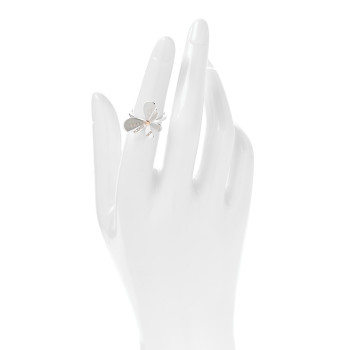 TIFFANY Sterling Silver 18K Rose Gold Return to Tiffany Love Bugs Butterfly Ring 49 5
