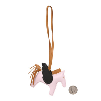 HERMES Milo Lambskin Grigri Rodeo Pegase Horse Bag Charm PM Mauve Pale Sesame Ebene
