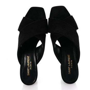 SAINT LAURENT Suede LouLou 70 Mule Sandals 36 Black