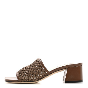 JIMMY CHOO Woven Raffia Themis 45 Mules 39 Cuoio