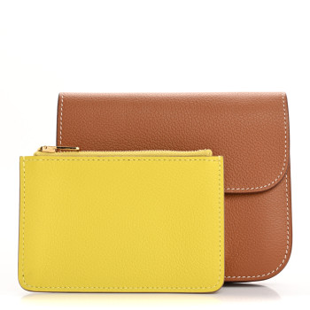 HERMES Evercolor Bi-Color Constance Slim Wallet Gold Lime