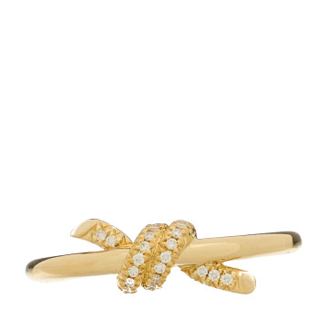 TIFFANY 18K Yellow Gold Diamond Small Knot Ring 53 6.25