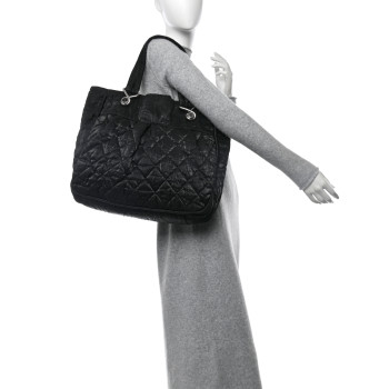 CHANEL Crinkled Coated Canvas Le Marais Large Tote Black CHANEL Crinkled Coated Canvas Le Marais Large Tote Black