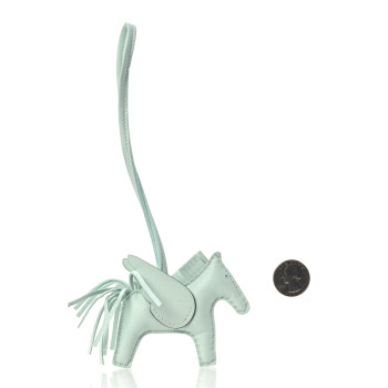 HERMES Milo Lambskin Grigri Rodeo Pegase Horse Bag Charm PM Vert Peppermint