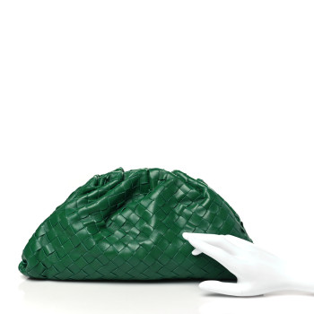 BOTTEGA VENETA Nappa Maxi Intrecciato The Pouch Oversized Clutch Racing Green