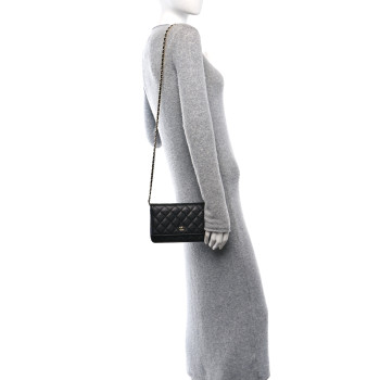 CHANEL Caviar Quilted Wallet on Chain WOC Black