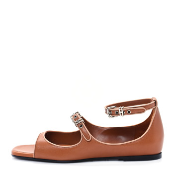 HERMES Goatskin Kirsten Sandals 38 Marron Glaise